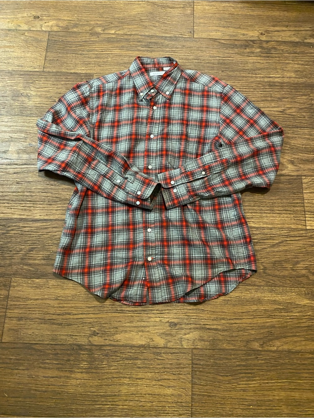 Gustin Red and Gray Plaid Button-Down Shirt